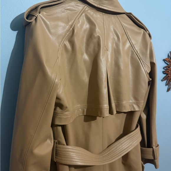 VERONICA BEARD Tan Conneley Faux Leather Trench Coat - Picture 10 of 12